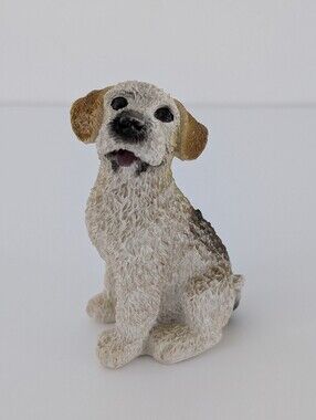Terrier Dog Figurine Brown Black Resin Puppy Statue 4" Tall Collectable